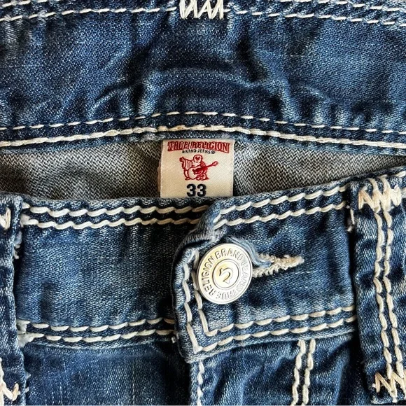 True Religion Men’s Denim Jeans 33x33 Straight Flap Nat Mega T Red - Picture 7 of 15